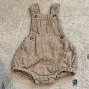 Neutral Corduroy Baby Overalls Romper